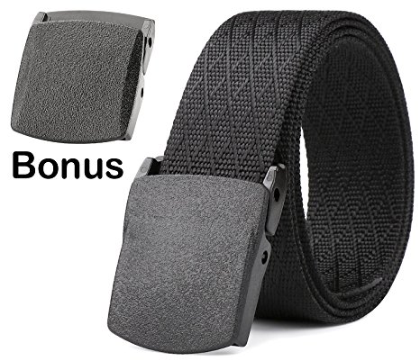 JASGOOD Mens Nylon 1.5in Width Adjustable Belt With Military Plastic Buckle