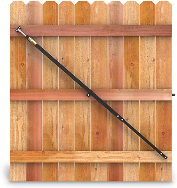 True Latch 6' Telescopic Fully Adjustable Gate Brace - Wood Privacy Fence Anti Sag Gate Kit - Extends from 40" to 74" - Gate Hardware Kit for Outdoor Yard Wooden Fence Gates, 1 PATENTED USA made brace