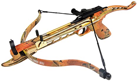 iGlow 80 lb Black/Camouflage Aluminum Self Cocking Hunting Pistol Crossbow Archery Bow  15 Bolts/Arrow 50