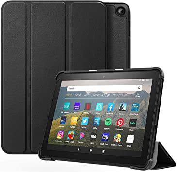 Dadanism Smart Case Fit All-New Kindle Fire HD 8 Tablet(10th Generation 2020 Release) and Fire HD 8 Plus 2020 Ultra Slim Lightweight Tri-Fold Shell Stand PU Leather Tablet Cover - Black
