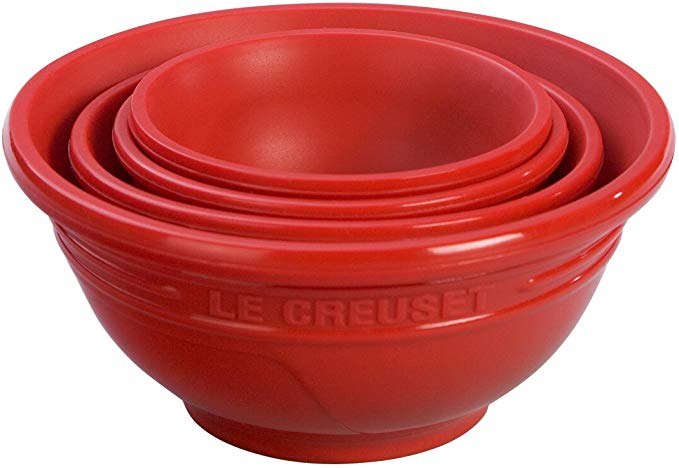 Le Creuset Silicone Prep Bowls, Set of 4, Cerise (Cherry Red)