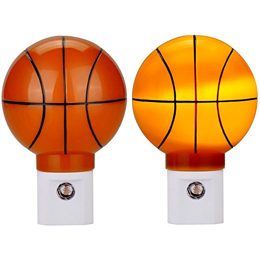 Plug in LED Night Light with Dusk to Dawn Sensor Emotionlite Basketball Kit for NBA fun Warm White 2700K Pack of 2
