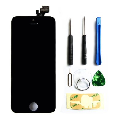ZTR LCD Touch Screen Digitizer Frame Assembly Full Set LCD Touch Screen Replacement for iPhone 5S - Black