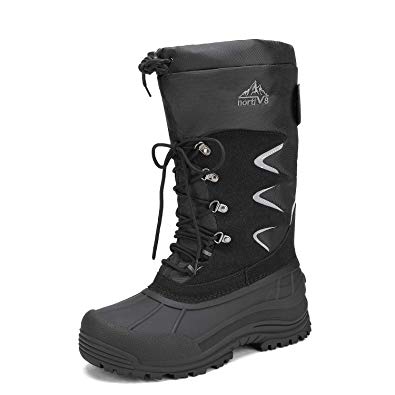 NORTIV 8 Men's Waterproof Hiking Winter Snow Boots Insulated Fur Liner Lightweight Outdoor Tall Booties