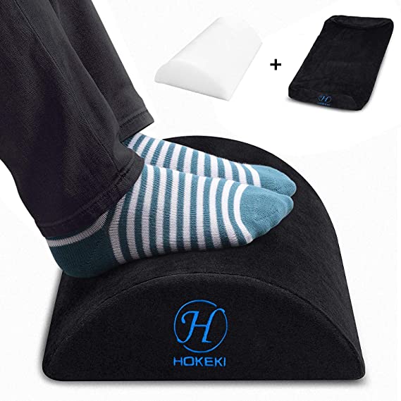 HOKEKI Foot Rest Under Desk, Soft Yet Firm Foam Foot Cushion Under Desk Foot Stool Pillow for Office and Home Accessories,With Non-Slip Surface(Black)