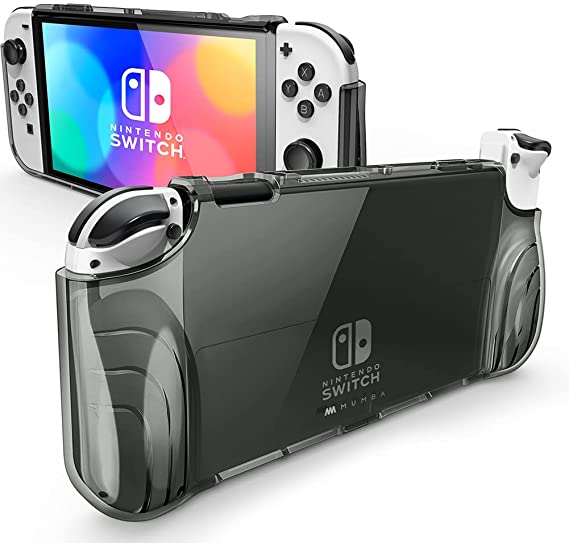 Mumba Case for Nintendo Switch OLED 2021, [Thunderbolt Series] Protective Clear Cover with TPU Grip Compatible with Nintendo New Switch OLED 7 Inch Console and Joy-Con Controller (FrostBlack)