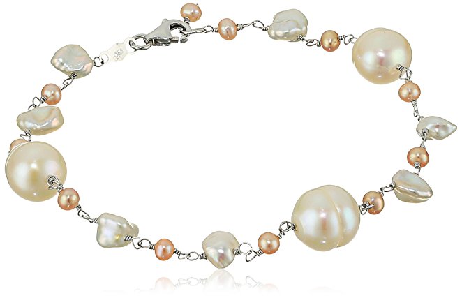 14k White Gold 3.5-9mm Cultured Freshwater Pearl Bracelet