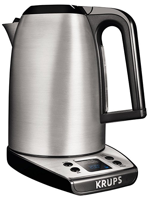 KRUPS BW3140 SAVOY Adjustable Temperature LCD Display Electronic Kettle Brushed Stainless Steel Housing, 1.7-Liter, Silver