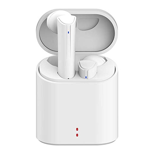 True Wireless Headphones, Bluetooth 5.0 Portable Earbuds 3D HiFi Stereo Sound Noise Isolation Built-in Microphone 24H Extended Playtime with Changing Case Sweatproof for IOS, Android, PC