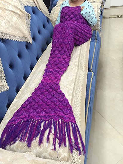 AniiKiss Soft And Comfortable Mermaid Blankets for Living Room and Sofa (purple)