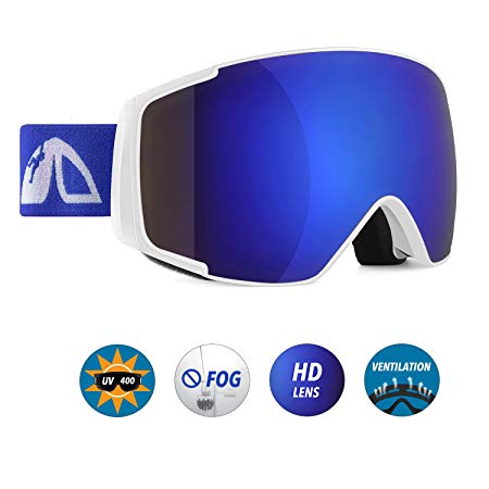 Unigear Skido X2 Kids Ski Goggles, 100% UV Protection Over The Glasses Snow Goggles with Toric Double Lens for Boys and Girls