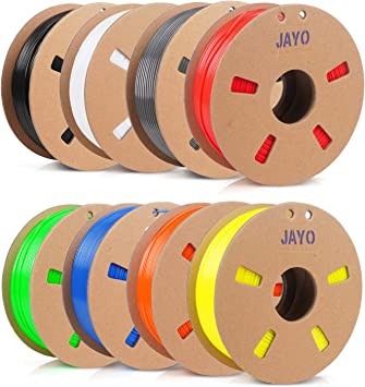 JAYO PETG 3D Printer Filament Bundles, PETG Filament 0.65KG*8 Rolls Cardboard Spools 1.75mm, Consumable Dimensional Accuracy  /-0.02mm, 5.2KG Printing Material Fits FDM 3D Printers, PETG 650G×8 Colors