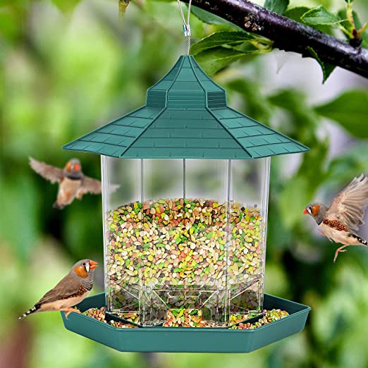 Ruolan Wild Bird Feeders for Outdoors Hanging,Bird Seed for Outside Feeders for Garden Yard Outside Decoration (Green)