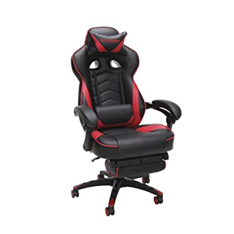 RESPAWN-110 Racing Style Gaming Chair - Reclining Ergonomic Leather Chair with Footrest, Office or Gaming Chair (RSP-110-RED)