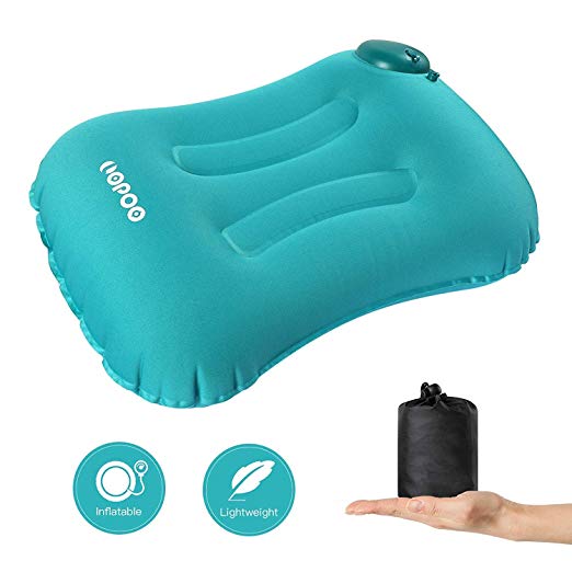 LOPOO Ultralight Pillow Travel Camping Pillow Portable Compressible Inflatable Ergonomic Head Neck Lumbar Support for Office Camping Napping Traveling (Green,1 Pack）
