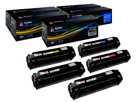 Arthur Imaging Compatible Toner Cartridge Replacement for HP 131A CF210A CF211A CF212A CF213A 2 Black 1 Cyan 1 Yellow 1 Magenta 5-Pack
