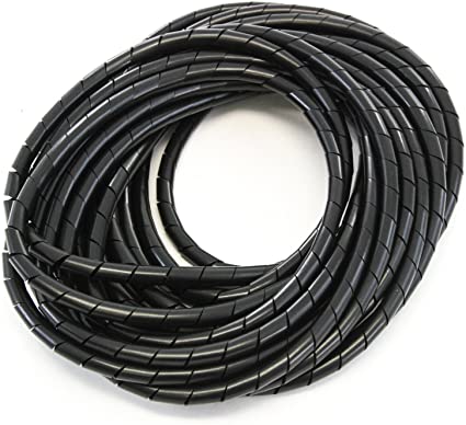 33FT PE 3/8 Inches (10 mm) Black Polyethylene Spiral Cable Wire Wrap Hydraulic Hose Wrap Tube Cable Management Protector Sleeve PC Manage Cable for Car Computer Cable Wire Holder Organizer PC and TV