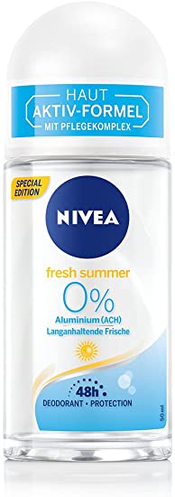 NIVEA Fresh Summer roll-on deodorant (50 ml), deodorant without aluminium (ACH) with summery fragrance and refreshing formula, deodorant with 48h protection and gentle care