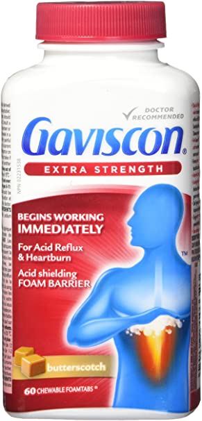 Gaviscon Extra Strength Butterscotch Antacid Tablets 60 Count