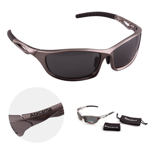Atacama Polarized Sunglasses 100% TR 90 Flexible Unbreakable Frame , Super Practical for Cycling Running Golf Fishing and all Outdoor sports (Black)
