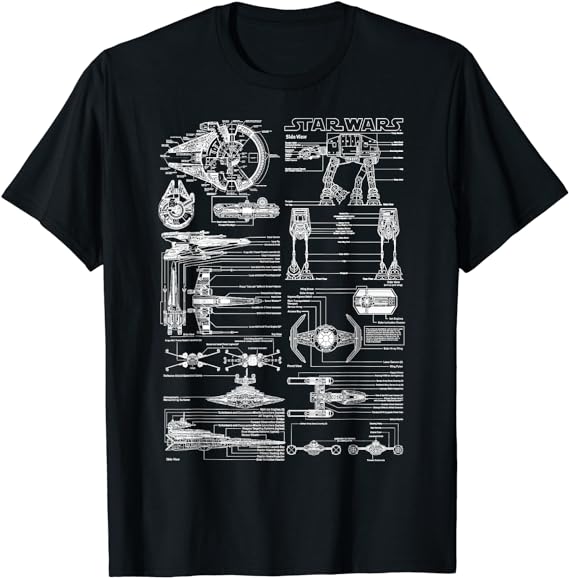 Star Wars Master Vehicle Schematics Graphic T-Shirt T-Shirt