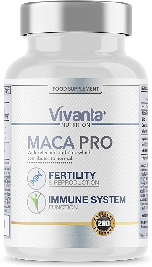 Vivanta Nutrition - Maca Pro - 3,333mg Maca x 200 Capsules - with Selenium & Zinc for Vitality & Fertility - Vegetarian & Vegan
