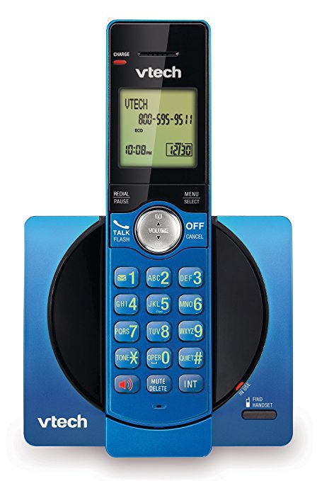 VTech DECT 6.0 Single Handset Cordless Phone with CID, Backlit Keypad and Screen, Full Duplex Handset Speakerphone, and Call Block Blue