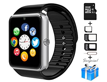 Smartwatch, Collasaro Sweatproof Smart Watch Phone with Camera and SIM Card Slot for IOS iPhone, Android Samsung HTC Sony LG Smartphones