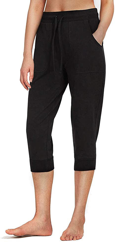 Women's Capri Sweatpants Jogger Lounge Sweat Pants Cotton Drawstring with Pockets