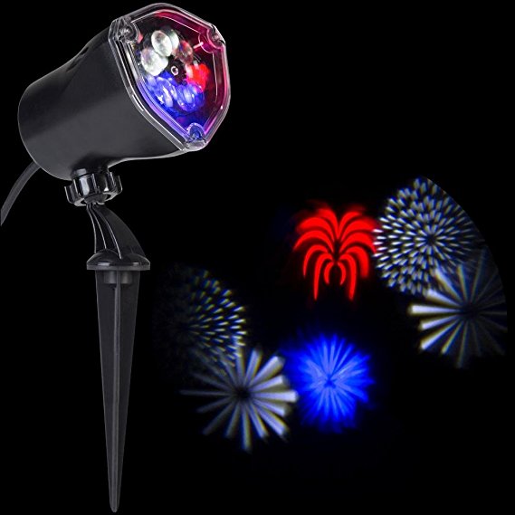 Fireworks LightShow 10.24 in. LED Whirl-a-Motion-4th of July (RWWB) Stake Projector