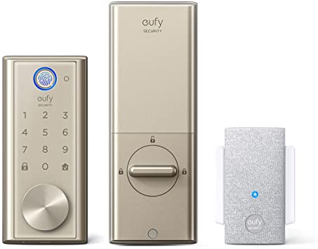 eufy Security Smart Lock Touch, Nickel, Remotely Control with Wi-Fi Bridge, Fingerprint Keyless Entry Door Lock, Bluetooth Electronic Deadbolt, Touchscreen Keypad, BHMA Certified, IP65 Weatherproof