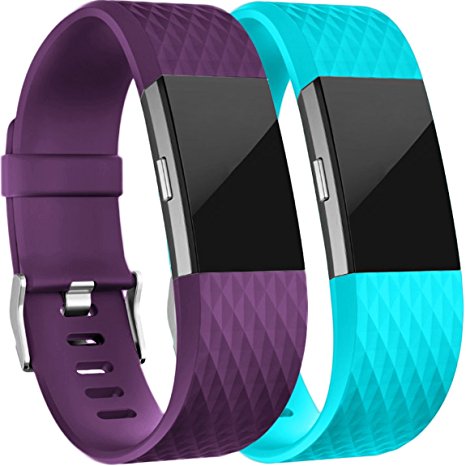 For Fitbit Charge 2 Bands(2 Pack), Maledan Replacement Accessory Wristbands for Fitbit Charge 2 HR, Large Small