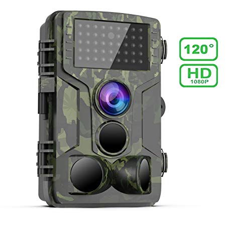 FHDCAM Trail Game Camera 1080P HD Waterproof Scouting Camera, 120°Wide Angle PIR Sensor Motion Activated Night Vision Hunting Camera for Wildlife & Home - New Version