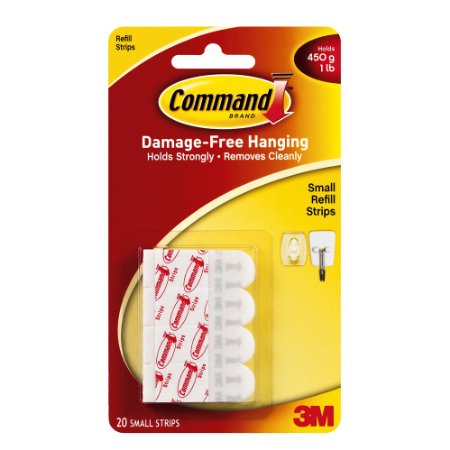 Command Refill Strips, Small, White, 20-Strips (17022-ES)