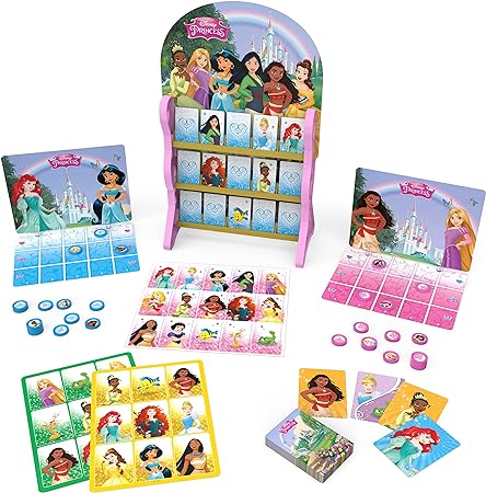 Disney Princess, Games HQ Board Games for Kids Checkers Tic Tac Toe Bingo Go Fish Card Games Disney Princess Toys, for Preschoolers Ages 4 and up