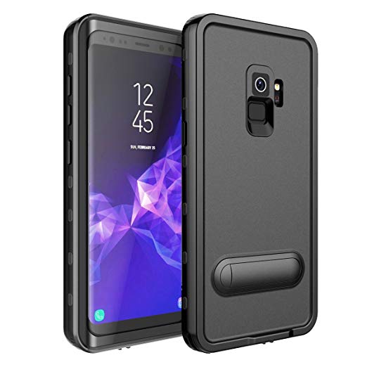 Galaxy S9 Plus Waterproof Case, iThrough Shock Proof Dust Proof Snow Proof Dirt Proof Phone Case, Full Sealed Underwater Heavy Duty Protective Carrying Case Cover With Cickstand for S9 Plus (Black.)