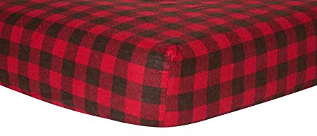 Trend Lab Crib Sheet, Brown and Red Buffalo Check