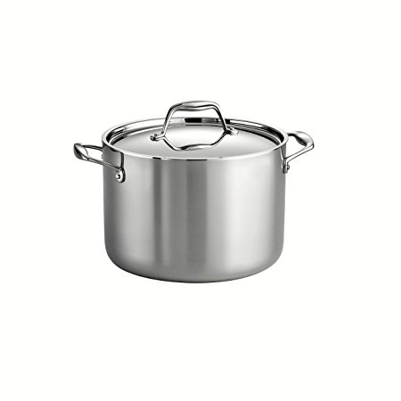 Tramontina 80116/041DS Gourmet 18/10 Stainless Steel Induction-Ready Tri-Ply Clad Covered Stock Pot, 8-Quart, NSF-Certified, Made in Brazil