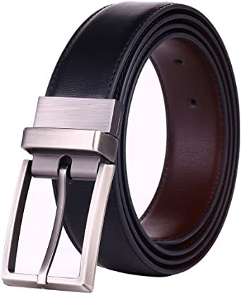 Beltox Fine Men's Dress Belt Leather Reversible 3.4CM Wide Rotated Buckle Gift Box