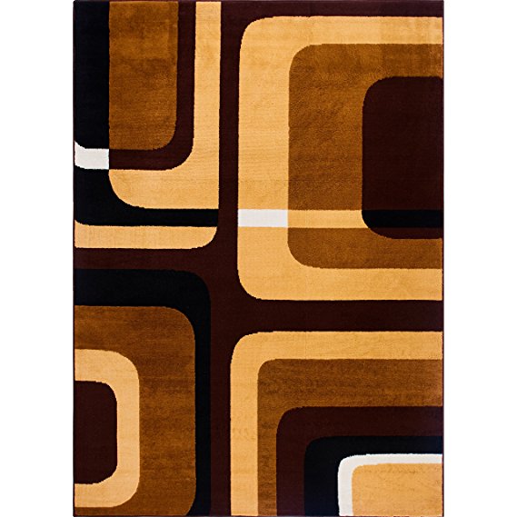 Mid-Century Modern Style Area Rug by Home Dynamix | Indoor Stylish Decorative Rug, Premium Collection Narmada Rug | Elegant Design in Brown Shades | Best Value for Money | Contemporary Art Deco Design 5'2" x 7'4"