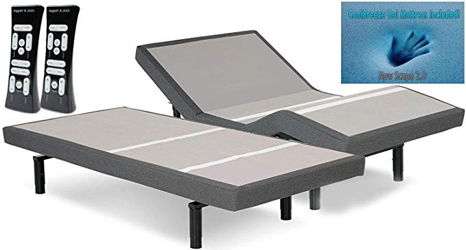 DynastyMattress S-Cape 2.0 Adjustable Beds Set Sleep System Leggett & Platt, With 10-Inch Cool Breeze Gel Memory Foam Mattress-Split King Size