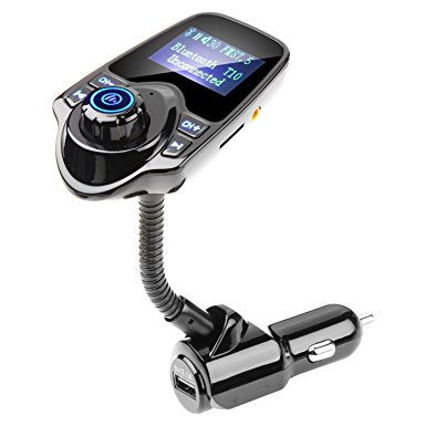 Cingk Wireless In-Car Bluetooth FM Transmitter Radio Adapter Car Kit with 1.44 Inch Display TF Card Slot and USB Car Charger