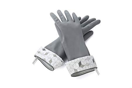 Full Circle Splash Patrol Natural Latex Cleaning and Dish Gloves, Small/Medium, Grey