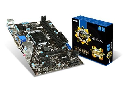 MSI Intel H81 LGA 1150 DDR3 USB 3.1 Micro ATX Motherboard (H81M-E34)