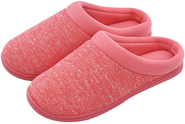 Men's Women's Comfort Slip On Memory Foam Slippers French Terry Lining House Slippers with Anti Slip Sole