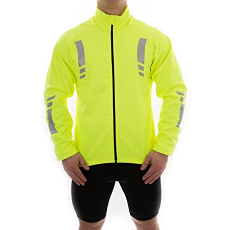 OpenRoad - Mens cycling jacket windproof splashproof thermal high visbility reflective yellow