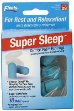 NEW Super Sleep Comfort Foam Ear Plugs - 10 Pair  Carrying Case-Special Length for Sleeping on Your Side Blue