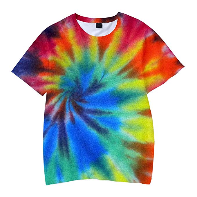 Adult Men's Tie Dye Rainbow Spiral Streak Short Sleeve T-Shirt