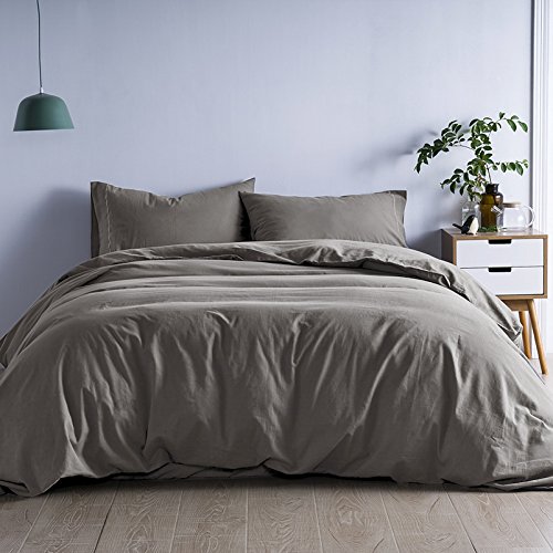 Melody House Hotel Quality 100% Egyptian Cotton Duvet Cover Set - Super Soft, Comfortable and Fade Resistant, 3 Piece, Queen, Grey