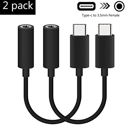 USB C to 3.5mm Headphone Jack Cable Adapter 2-Pack, Bebetter Type C 3.1 Male to 3.5mm Female Stereo Audio Headphone Connector for Motorola Moto Z, LeEco Le 2/Max 2, Not Fit for HTC